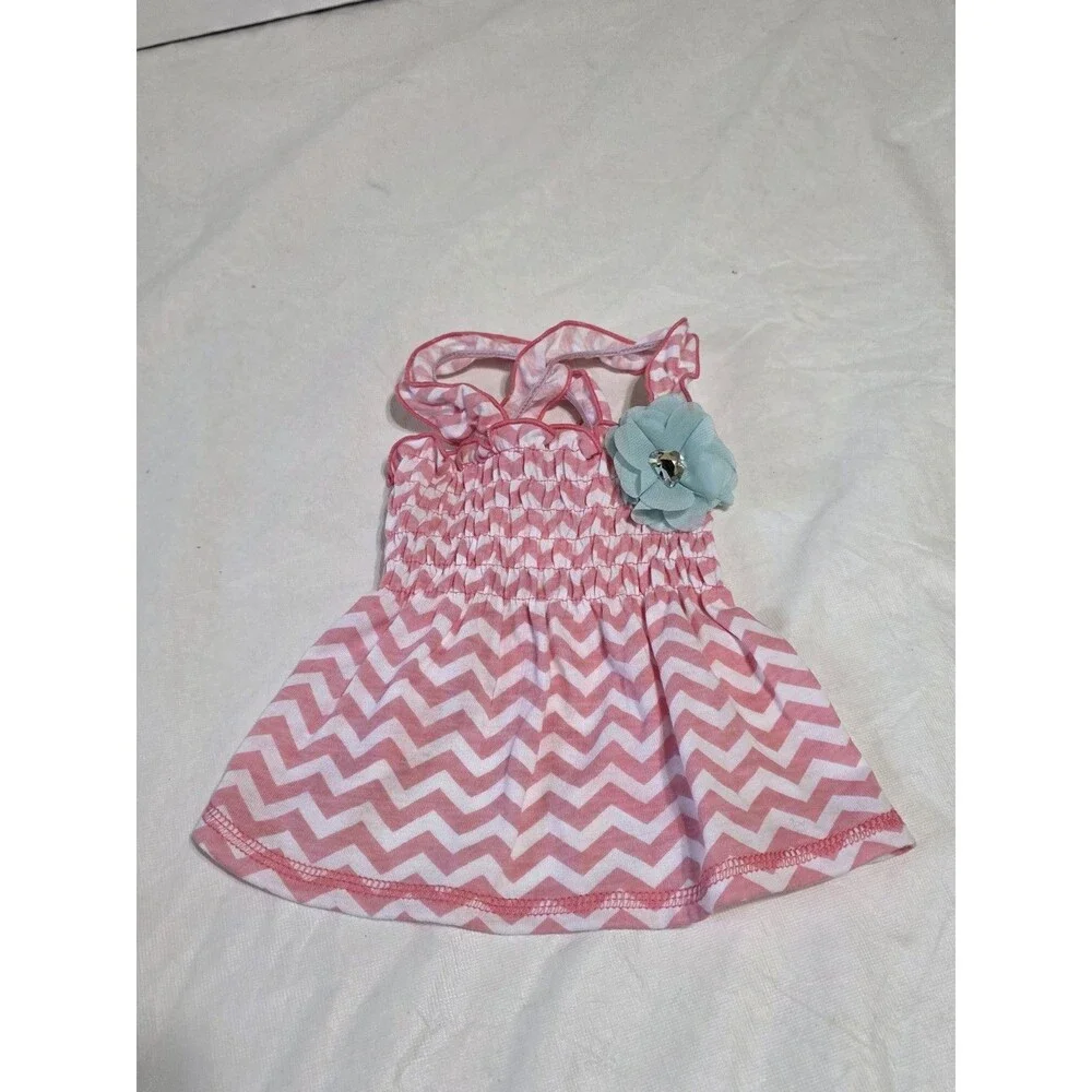 Glamour Bone Pink\White Zigzag Dog Sundress Size Small